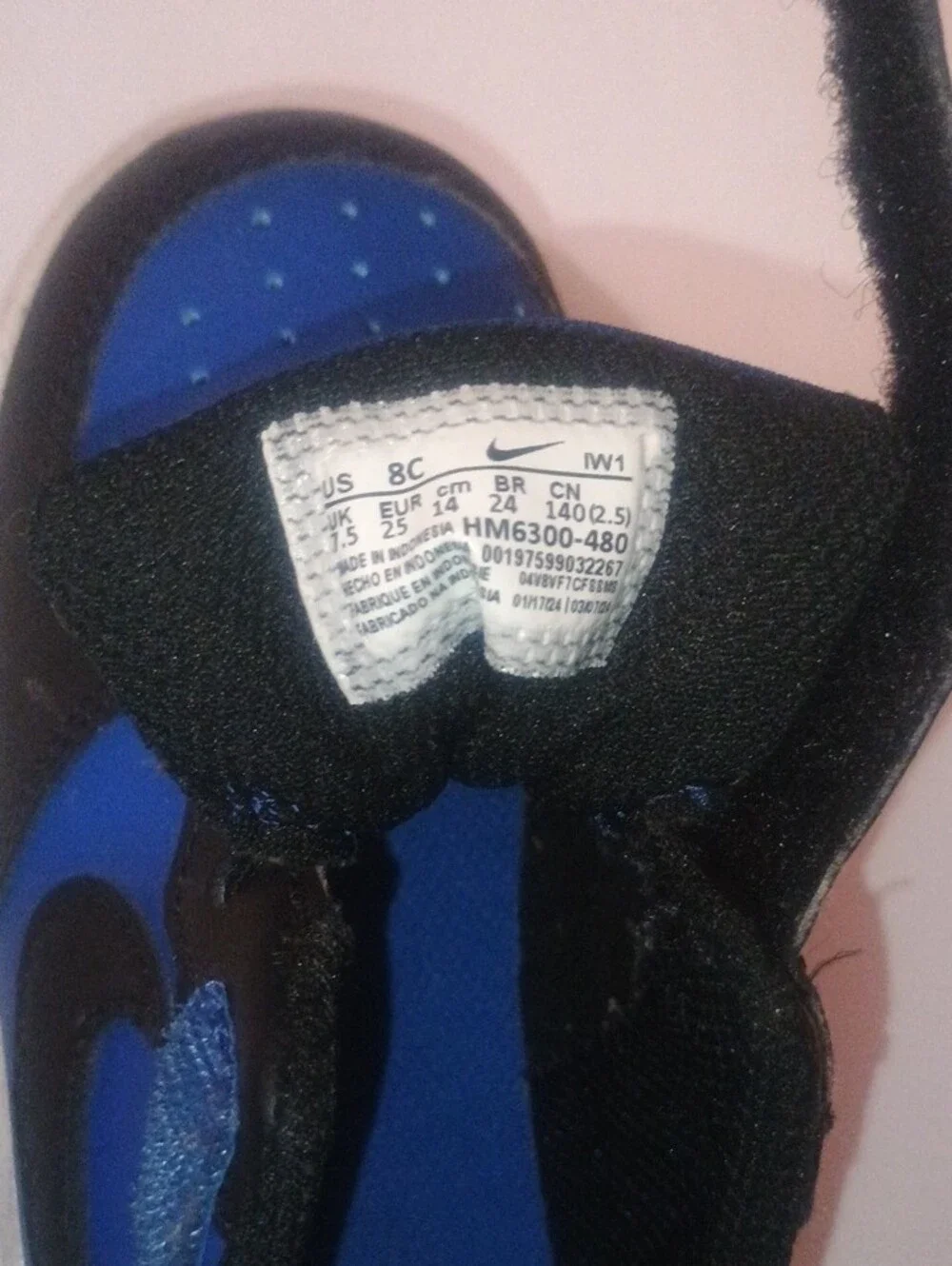 Nike Kids Blue and Black Velcro Strap Sneakers
